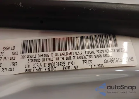 2010 Dodge Ram 1500 Slt/Sport/Trx from USA, damaged, VIN 3D7JV1ET8AG181429